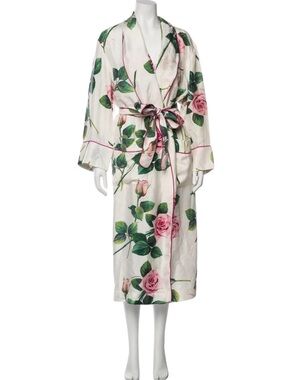 NWT Dolce & Gabbana Floral Rose Print Silk Robe